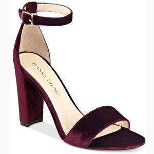 IVANKA TRUMP DARK RED VELVET EMALYN HEELS SANDALS 6